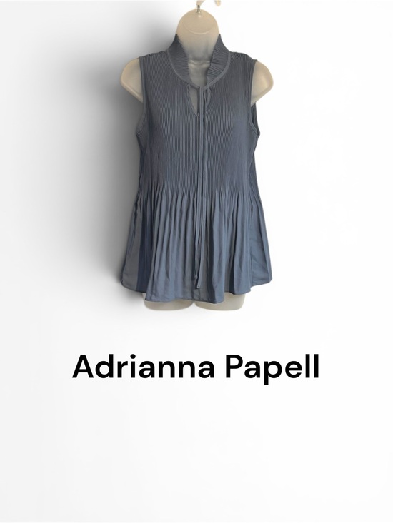 Adrianna Papell Tops - NWT Adrianna Papell Dusty Blue Tie-Neck Sleeveless Pleated Top  MEDIUM   #Z